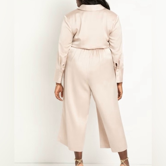 Eloquii Cream Jumpsuit Wide-Leg High-Waisted Sz 20 - Picture 2 of 5